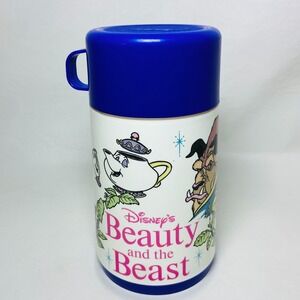 Vintage 1990s Aladdin Disney Beauty And the Beast Plastic Thermos with Lid Belle